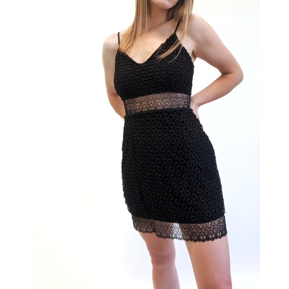NBD Brielle Black Crochet Lace Bodycon Dress Small - Picture 3 of 8